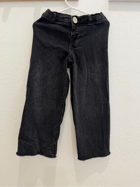 Zara Kids Black Straight-Leg Jeans with Raw Hem